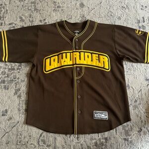 VTG 90s Lowrider 77 Official Baseball Streetwear Jersey Brown Size Large